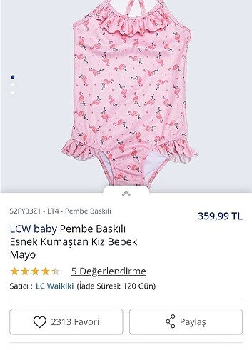 24-36 Ay Beden pembe Renk Kız çocuk mayo