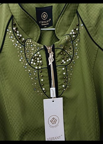 Nakışlı, Fermuarlı Kadın Uzun Kaban - Görsel 2