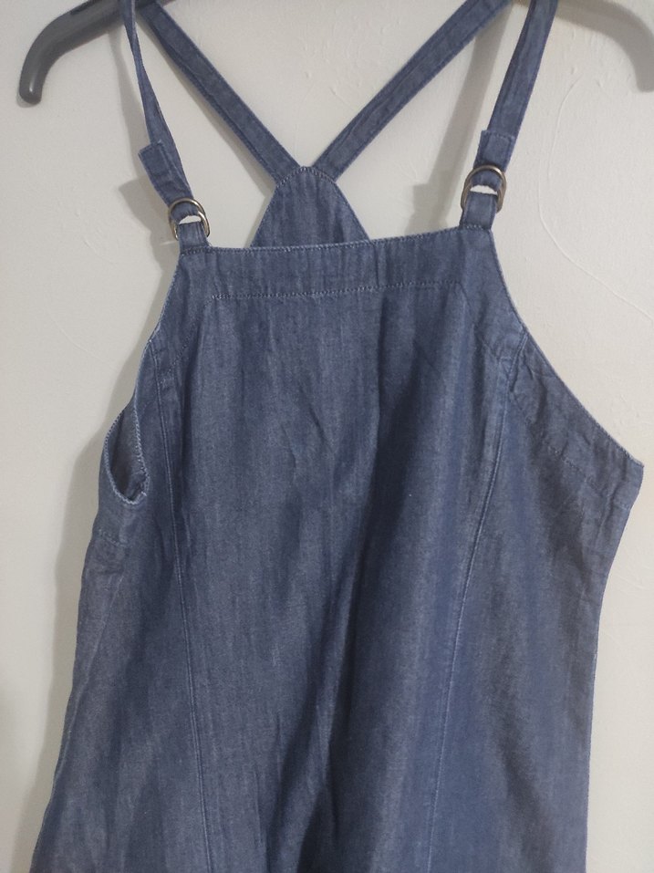 Kadın Lacivert Denim Askılı elbise - Görsel 3