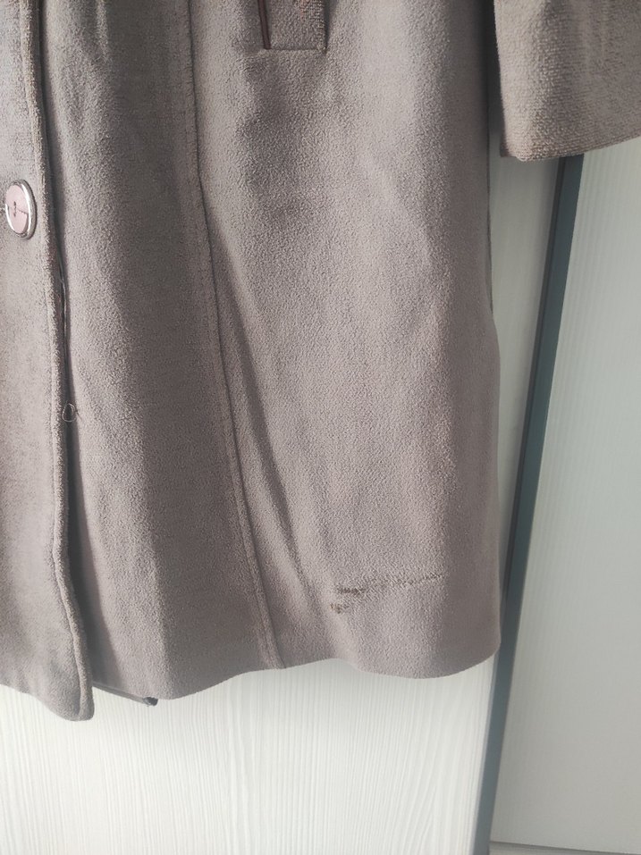 Düğmeli Bej Midi Hamile Kaban - Görsel 5