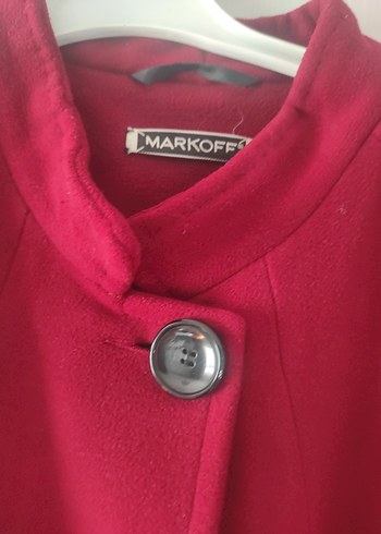 Düğmeli Kırmızı Kadın Kaban - Görsel 6