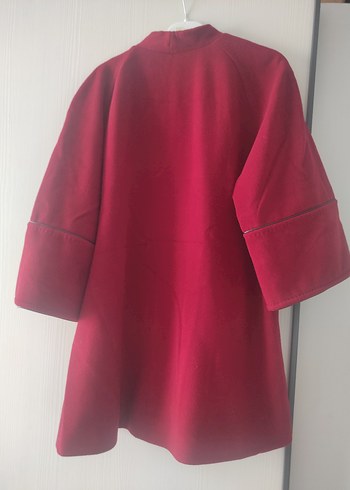 Düğmeli Kırmızı Kadın Kaban - Görsel 10