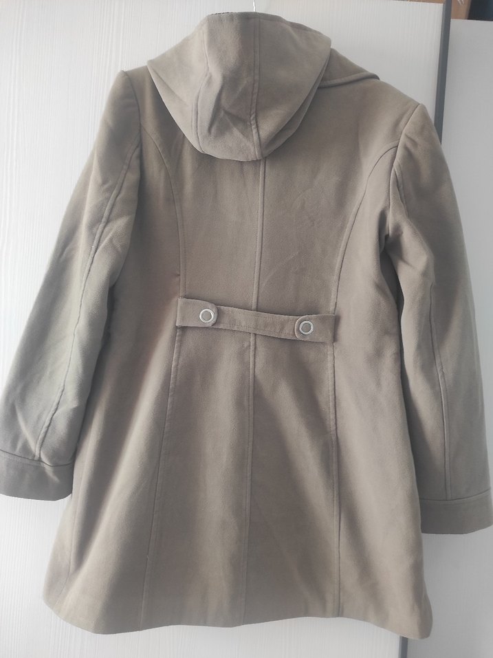 Bej Süet Midi Boy Kadın Kaban - Görsel 5