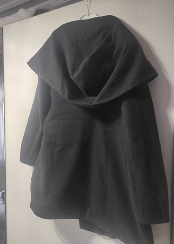 Kuşaklı Siyah Kadın Kaban - Görsel 5