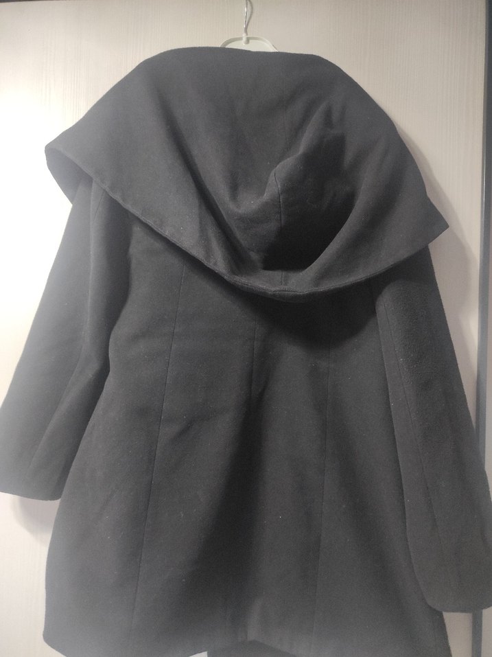 Kuşaklı Siyah Kadın Kaban - Görsel 4