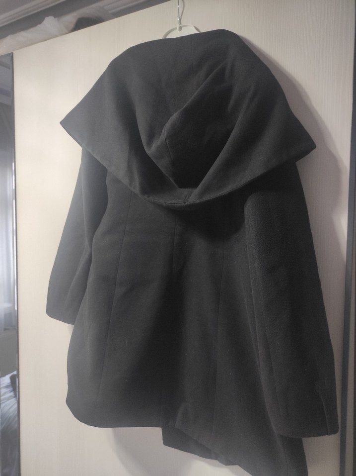 Kuşaklı Siyah Kadın Kaban - Görsel 5