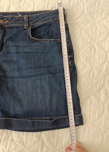 44 Beden lacivert Renk Düğmeli Lacivert Kadın Midi Denim Şort