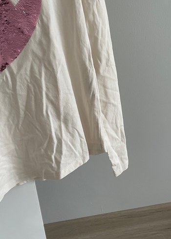 Kız Çocuk Beyaz Uzun Kollu Pamuklu Tişört - Görsel 5