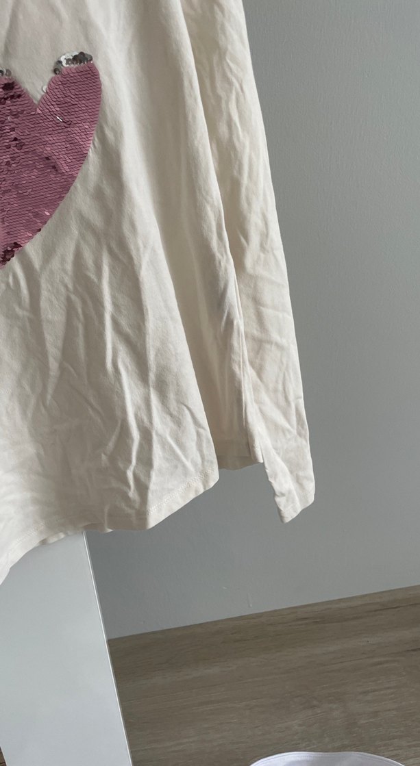 Kız Çocuk Beyaz Uzun Kollu Pamuklu Tişört - Görsel 5