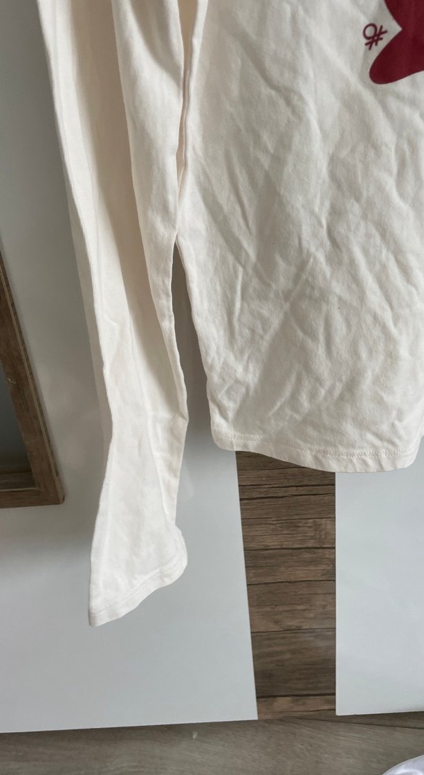 Kız Çocuk Beyaz Uzun Kollu Pamuklu Tişört - Görsel 4