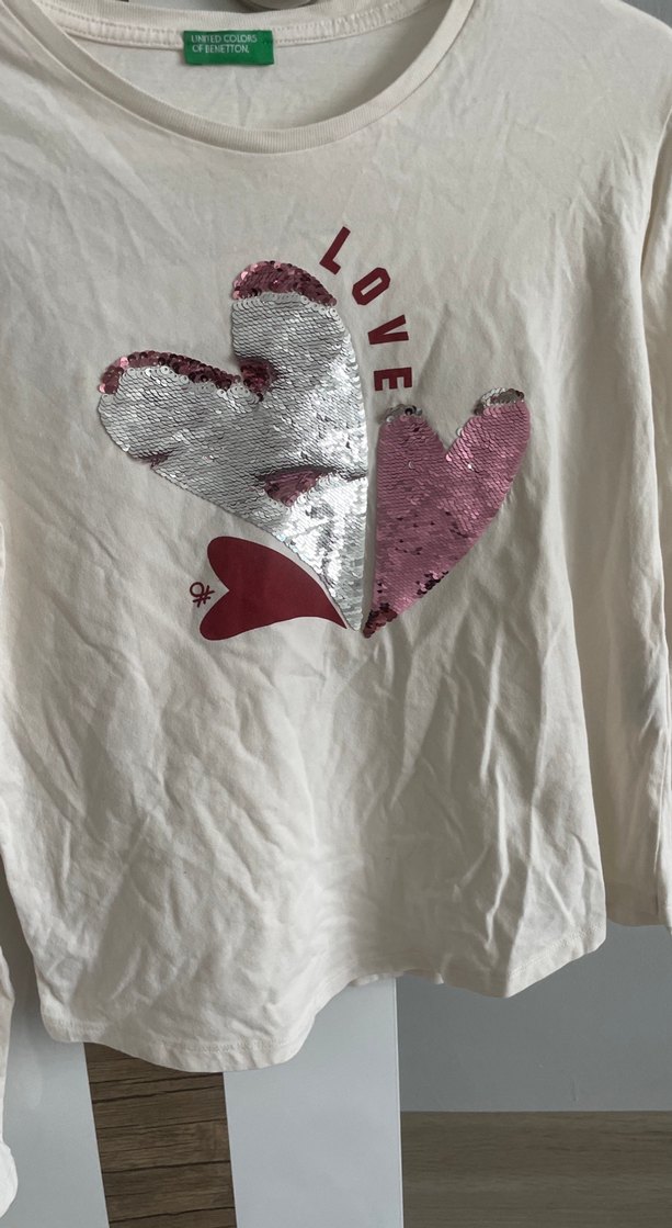 Kız Çocuk Beyaz Uzun Kollu Pamuklu Tişört - Görsel 2