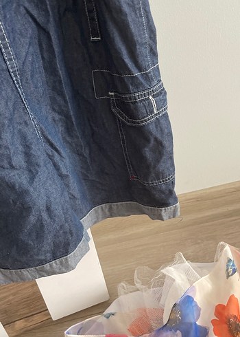Düğmeli Kolsuz Kadın Denim Tulum - Görsel 13