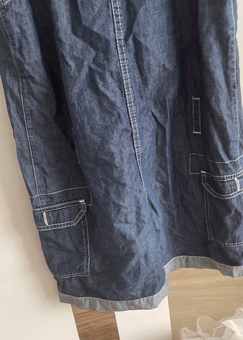 Düğmeli Kolsuz Kadın Denim Tulum - Görsel 10