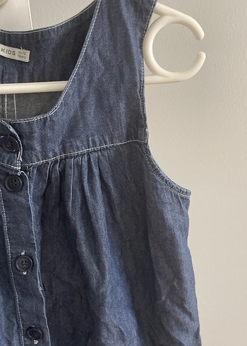 Düğmeli Kolsuz Kadın Denim Tulum - Görsel 4