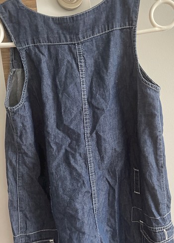 Düğmeli Kolsuz Kadın Denim Tulum - Görsel 11