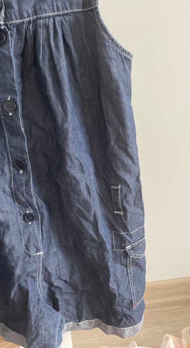 Düğmeli Kolsuz Kadın Denim Tulum - Görsel 3