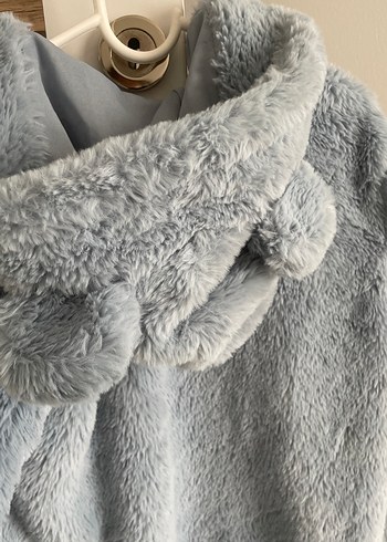 Gri Kapüşonlu Kadın Kışlık Midi Mont - Görsel 2