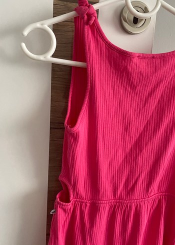 Kolsuz Pile Detaylı Pembe Kız Çocuk Elbise - Görsel 8