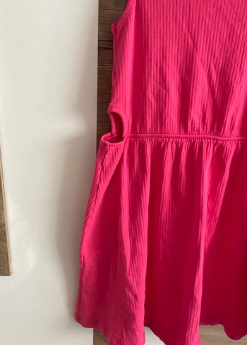 Kolsuz Pile Detaylı Pembe Kız Çocuk Elbise - Görsel 2