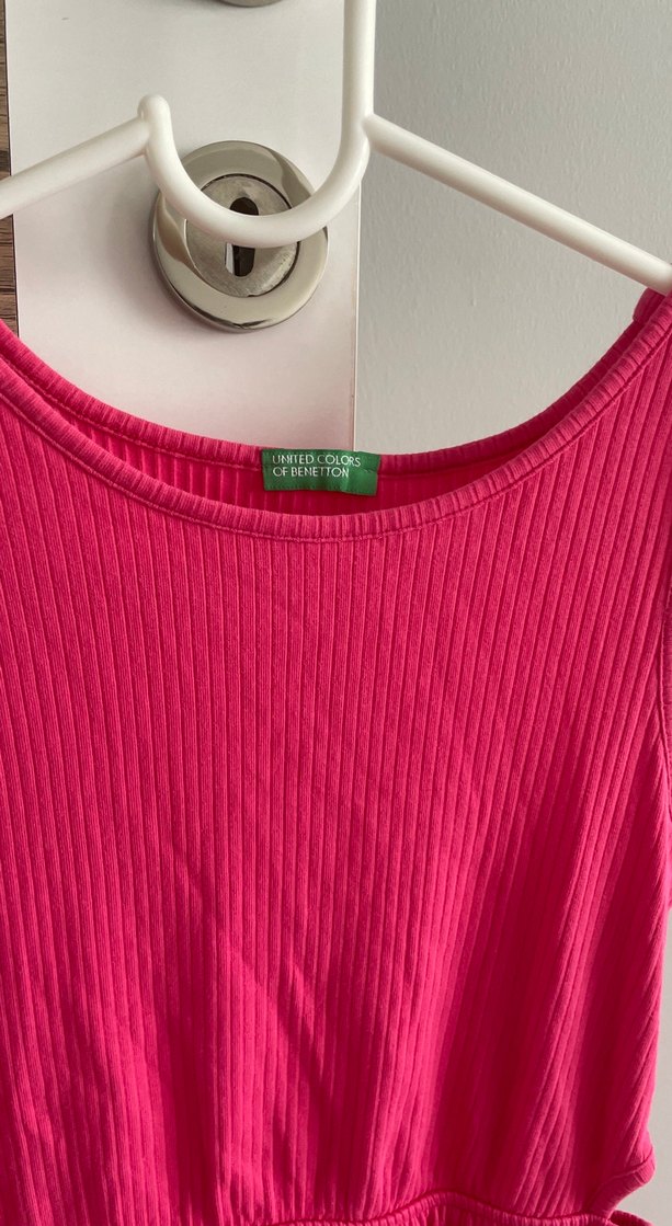 Kolsuz Pile Detaylı Pembe Kız Çocuk Elbise - Görsel 5