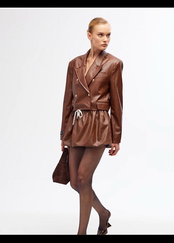 Orjinal Sagaza Madrid Tasarım Deri Etek - Görsel 3