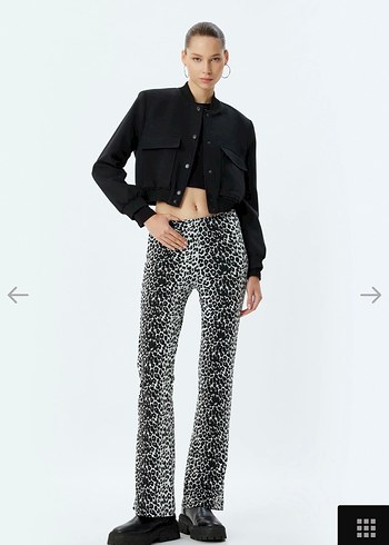 Koton leopar Desenli tayt İspanyol Paça Pantolon - Görsel 2