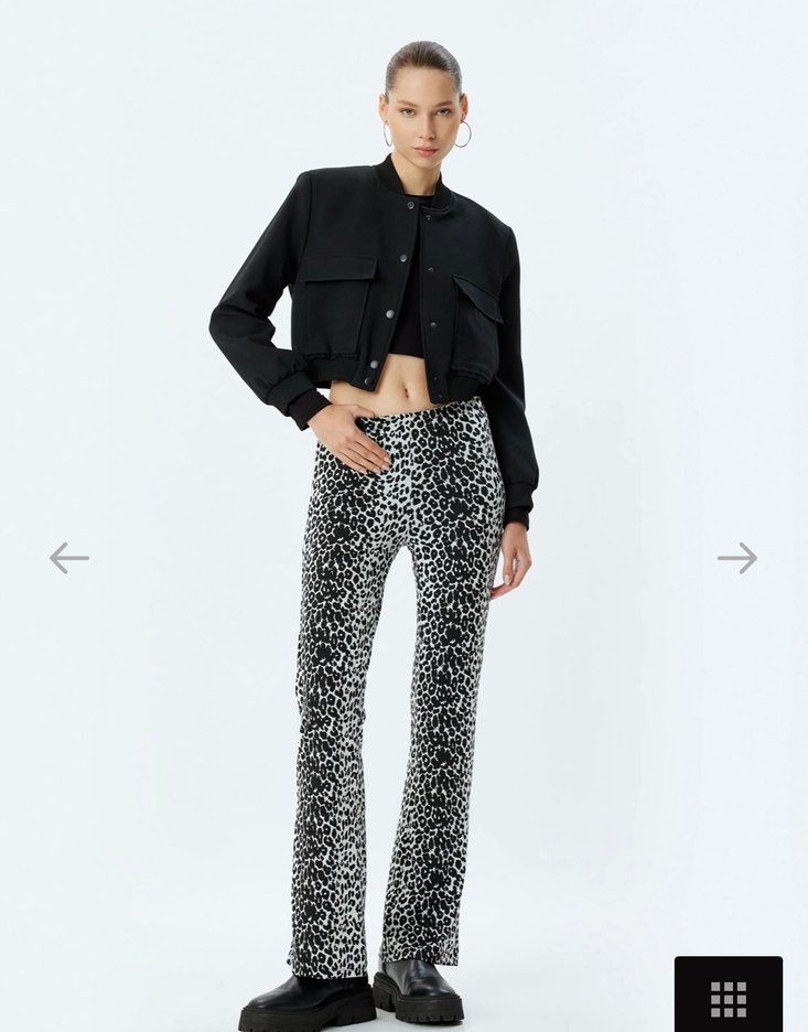 Koton leopar Desenli tayt  İspanyol Paça Pantolon - Görsel 2