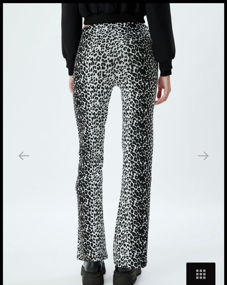 Koton leopar Desenli tayt  İspanyol Paça Pantolon - Görsel 4