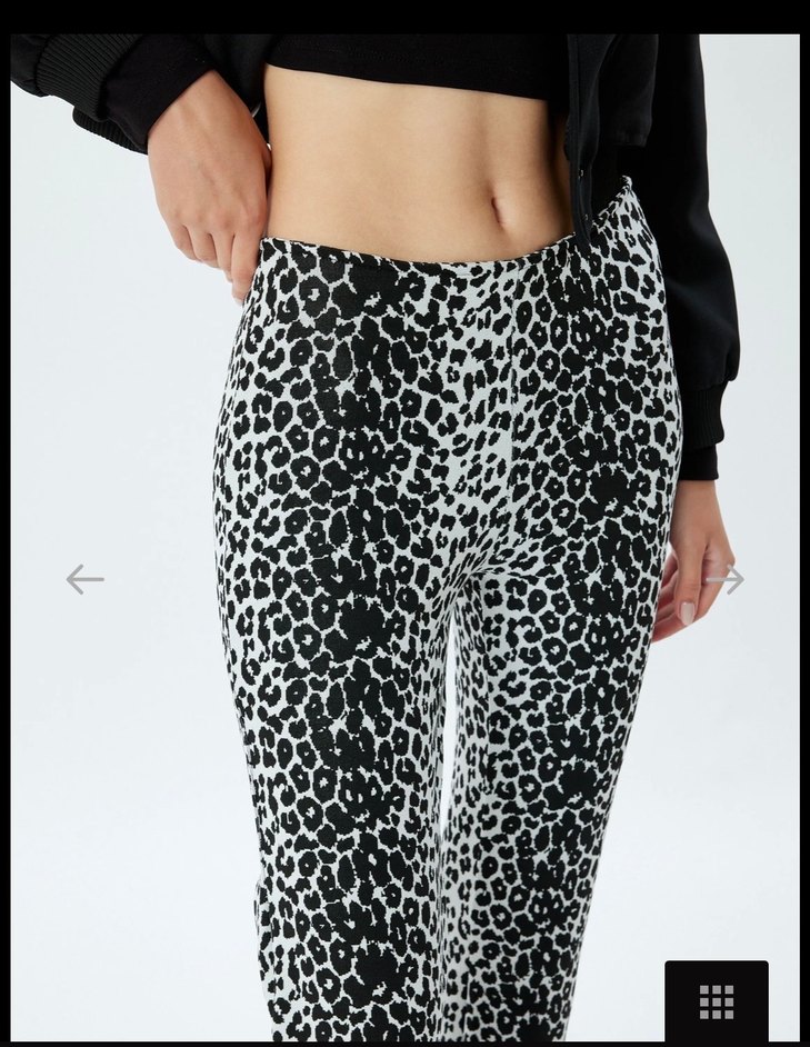 Koton leopar Desenli tayt  İspanyol Paça Pantolon - Görsel 3