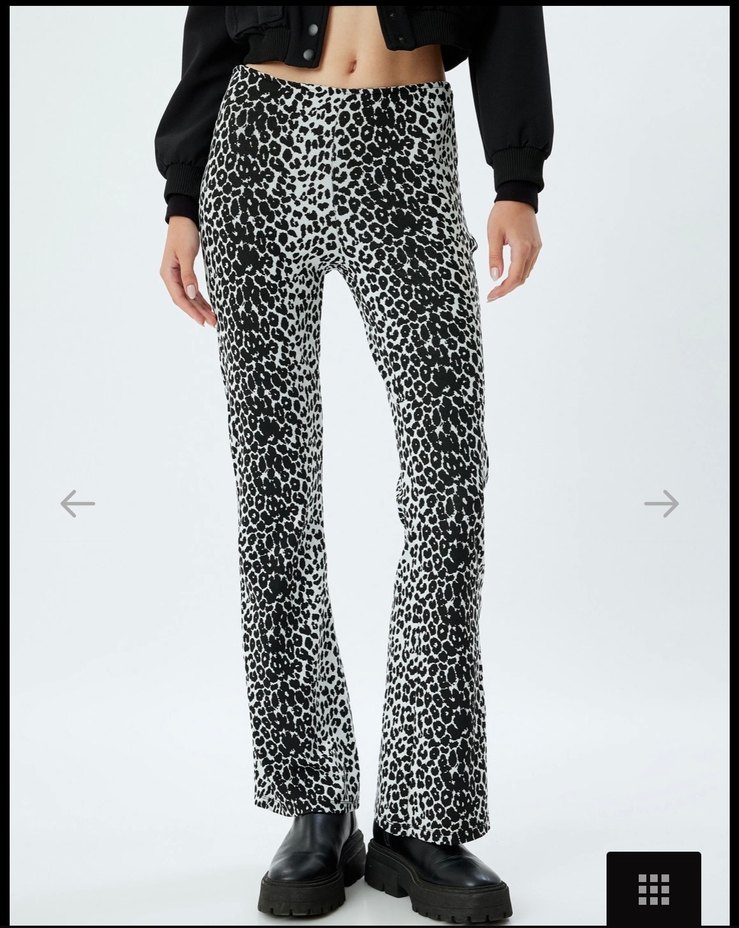 Koton leopar Desenli tayt  İspanyol Paça Pantolon - Görsel 5