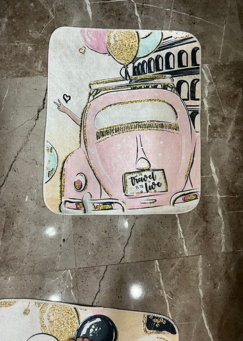 Pastel Pembe Baskılı Banyo Paspası - Görsel 4