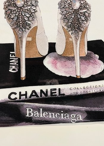 Chanel Tay Tüyü Dijital Baskı Kırlent - Görsel 2