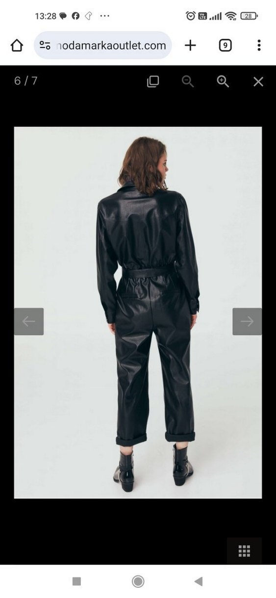 Kadın Siyah Deri Uzun Tulum - Görsel 3