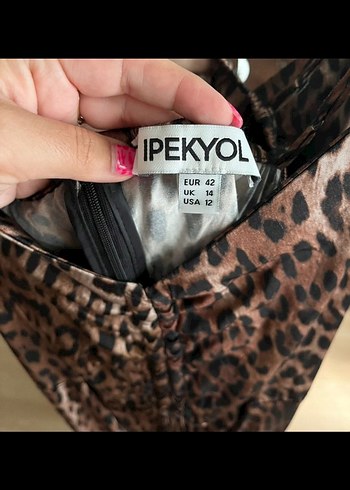 Kahverengi Leopar Desenli Uzun Elbise - Görsel 6