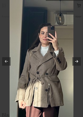 Diğer Bej Düğmeli Kadın Süet Midi Kaban