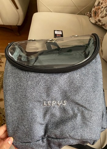 Gri Şeffaf Kapaklı Evcil Hayvan Taşıma Çantası - Görsel 3