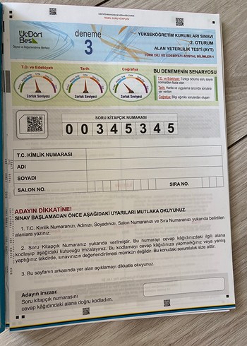 345 AYT Edebiyat-Sosyal 10'lu Deneme Kitabı