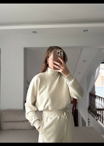 Beyaz Yumuşak Kumaşlı Kadın Eşofman Takımı - Görsel 3