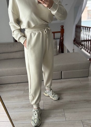 Beyaz Yumuşak Kumaşlı Kadın Eşofman Takımı - Görsel 2