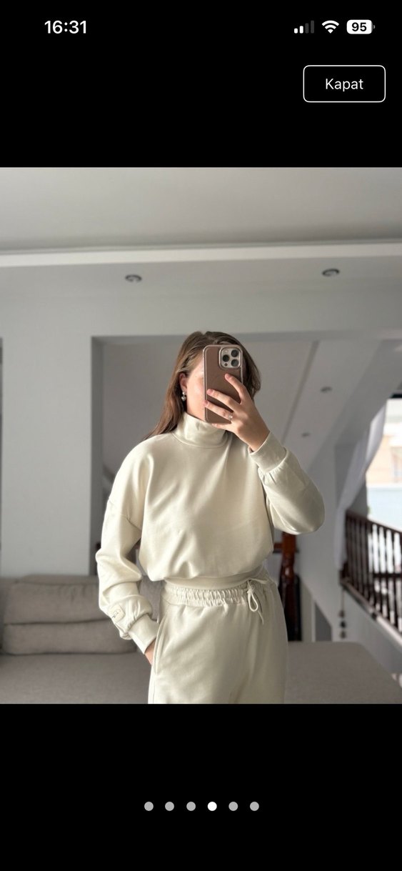 Beyaz Yumuşak Kumaşlı Kadın Eşofman Takımı - Görsel 3