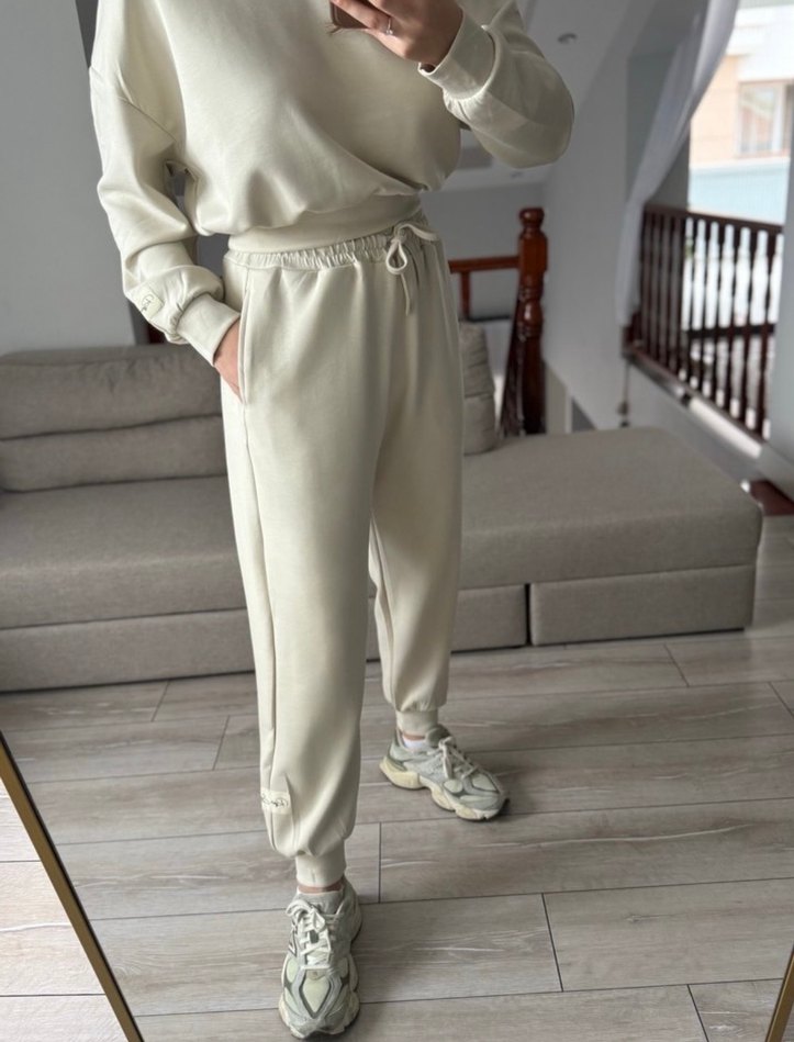 Beyaz Yumuşak Kumaşlı Kadın Eşofman Takımı - Görsel 2