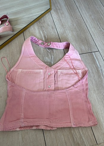 xl Beden pembe Renk Pembe Metalik Kot Yelek