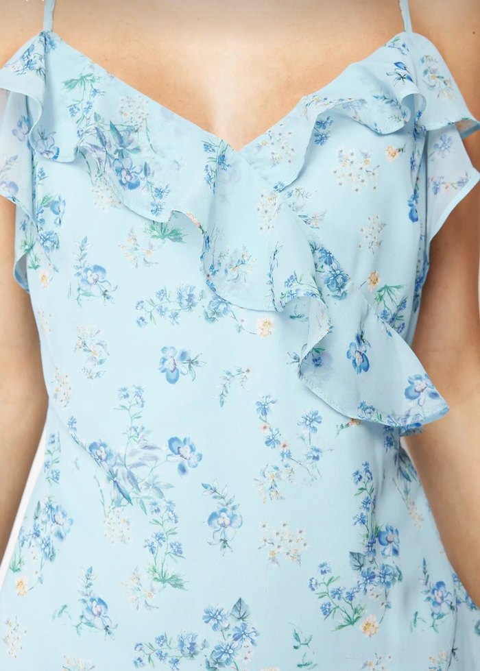 Mavi çiçekli elbise - Görsel 3