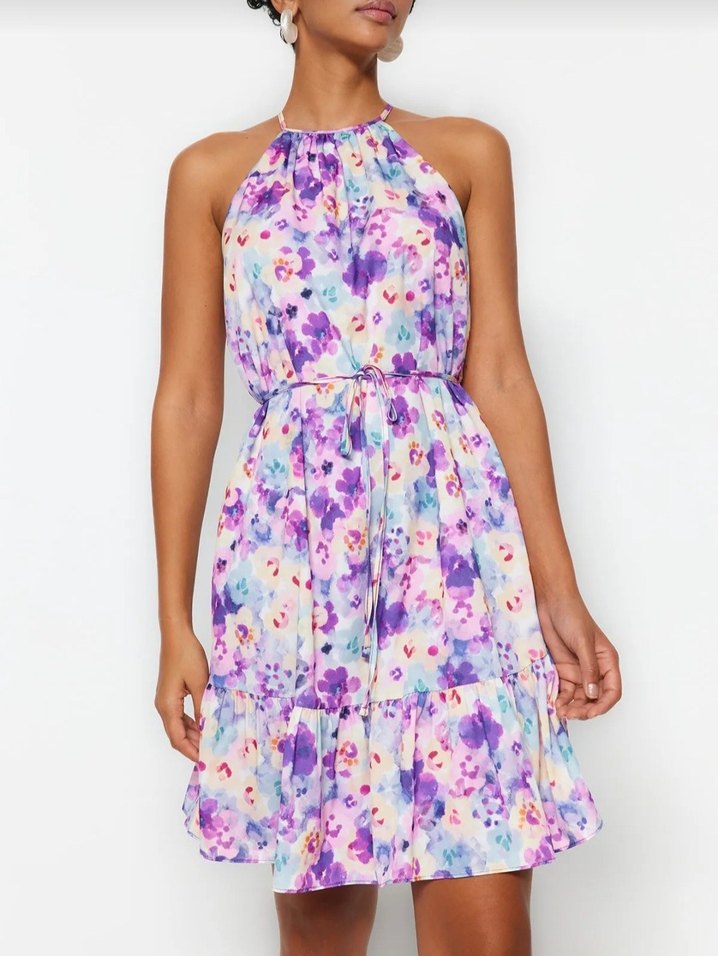 Bağcıklı Mini Elbise - Görsel 2