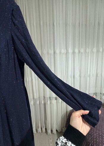 Lacivert Payetli Uzun Kadın Abiye Elbise - Görsel 6