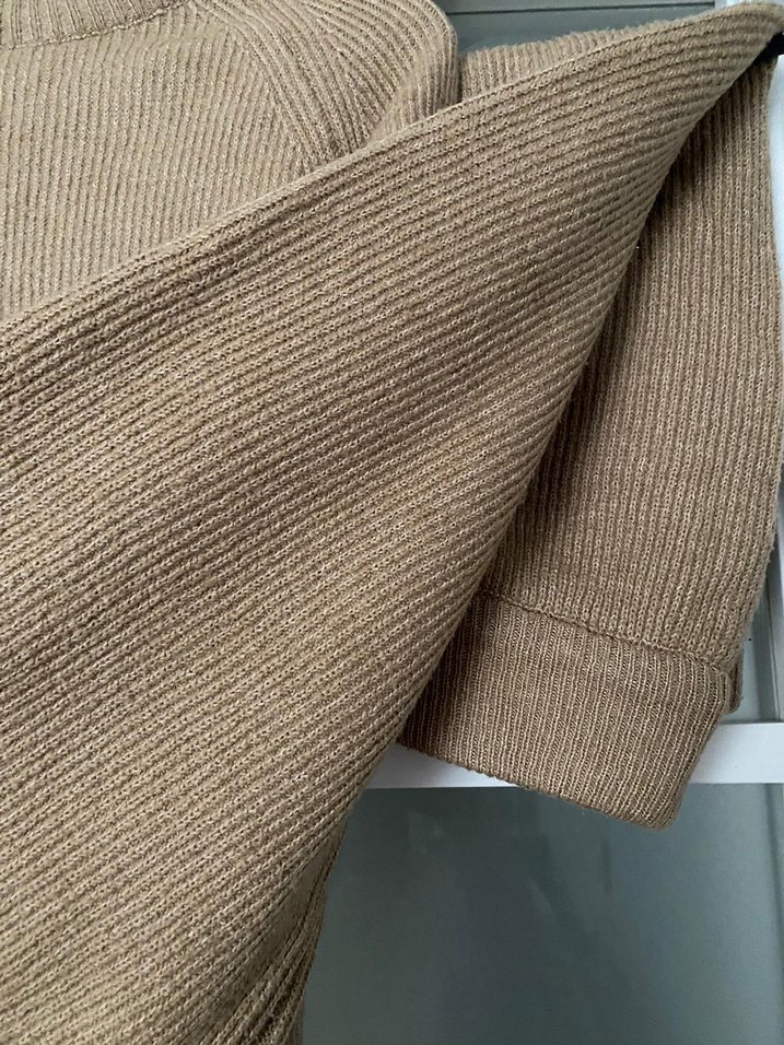 Bej Uzun Kollu Kadın Triko Boğazlı Kazak pantolon takım - Görsel 3