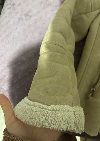 Bej Süet Kürklü Kadın Ceket - Görsel 3