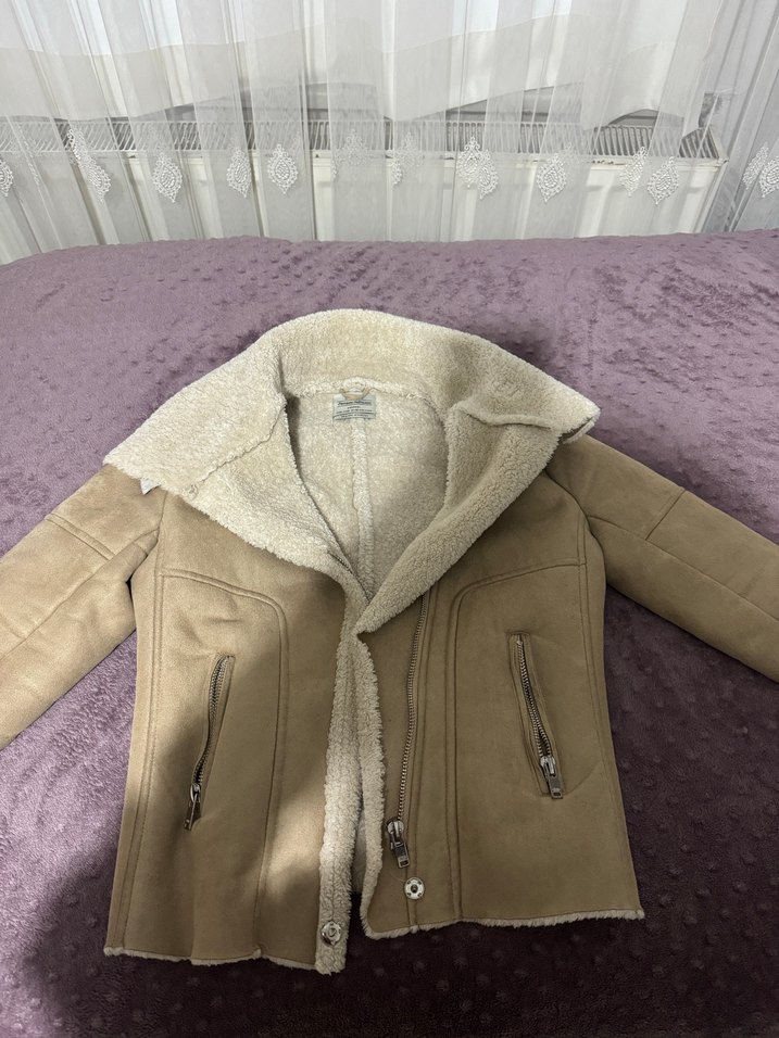 Bej Süet Kürklü Kadın Ceket - Görsel 2
