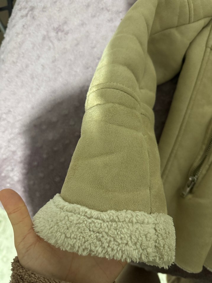 Bej Süet Kürklü Kadın Ceket - Görsel 3