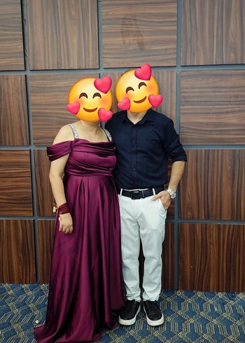 Abiye Bordo Uzun Drapeli Abiye Elbise